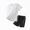 thumbnail image 4 of HCNTES Kid Boys Summer Outfits 2-Piece Athletic Set Tee & Elastic Waist Shorts 3T 4T 5T 6T 7T 8T 9T 10T 11T 12T Young Boys Summer Back to School Clothing Set(H03-White,9-10 Years), 4 of 4