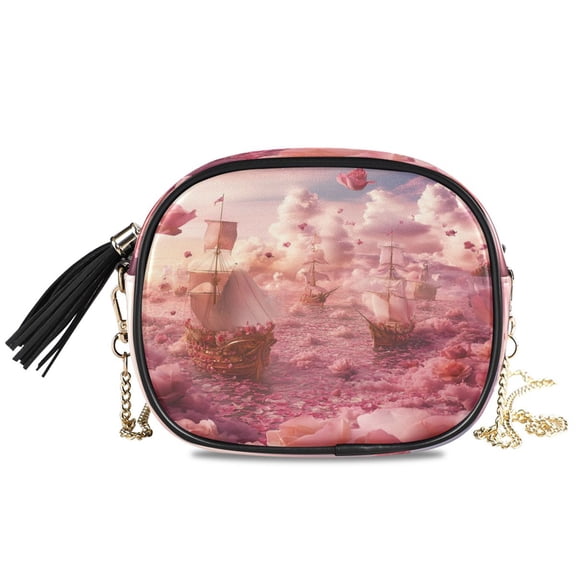 Womens Casual Chain Shoulder Bag Simple style Sea Of Flowers Crossbody Bag