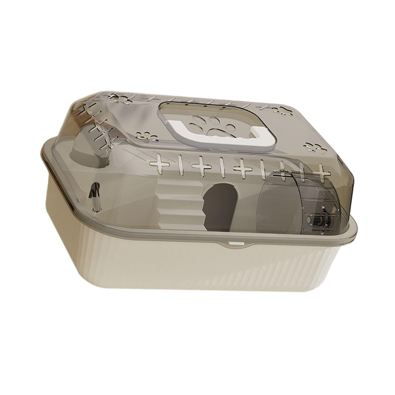 balikha Travel Transparent Hamster House Hamster Carry Case Cage Ventilation Portable Hamster Cage for Guinea Pigs Rats Small Animals Beige