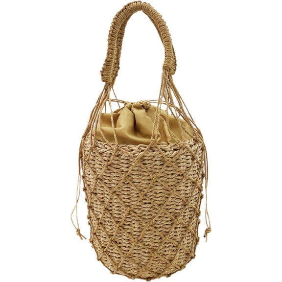 Wiywef Woven Women Handbag Female Straw Mesh Bag Summer Beach Bags Handmade Bucket Net Bag Rattan Knitte -handle Tote
