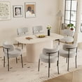 thumbnail image 5 of 63" Medieval Modern Cream MDF Dining Table + 6 Circular Cushioned Armless Chairs, Assembled Top & Black Metal Legs, for Home & Kitchen, 5 of 9