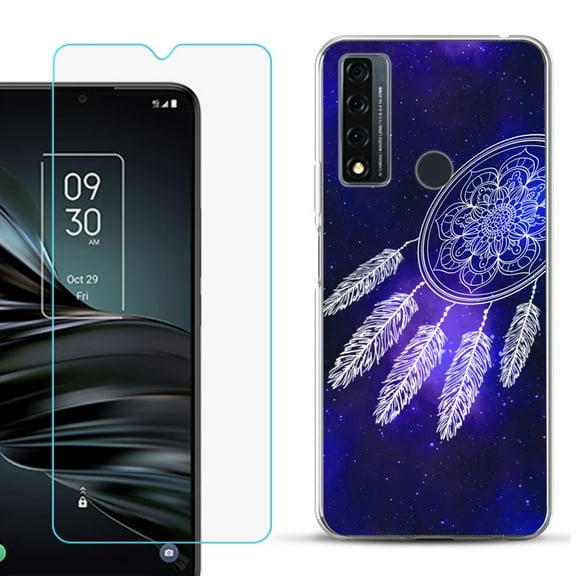 Slim-Fit Fashion Phone Case for TCL 20 XE, with Tempered Glass Screen Protector, by OneToughShield ® - Dream Catcher