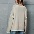 thumbnail image 5 of Womens Casual Fall Loose Sweaters Scoop Neck Long Sleeve Color Block Fashion Cozy Sweaters Tops Lightweight Pullover Womens Clothes, 5 of 7