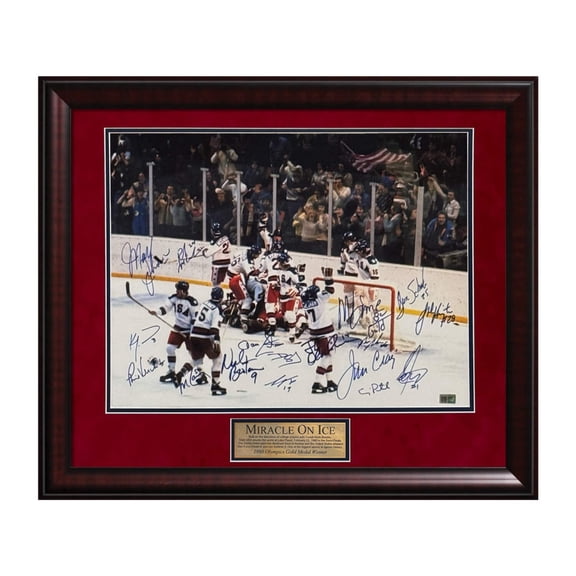 Miracle On Ice 1980 Olympic USA Hockey Hockey Team Autographed Photo Framed To 23x27 NEP