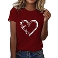 thumbnail image 2 of Sakmal Ladies Tops and Blouses Red Short Sleeve Floral Crew Neck Love Heart T-Shirts Ladies Shirts and Tops, 2 of 5