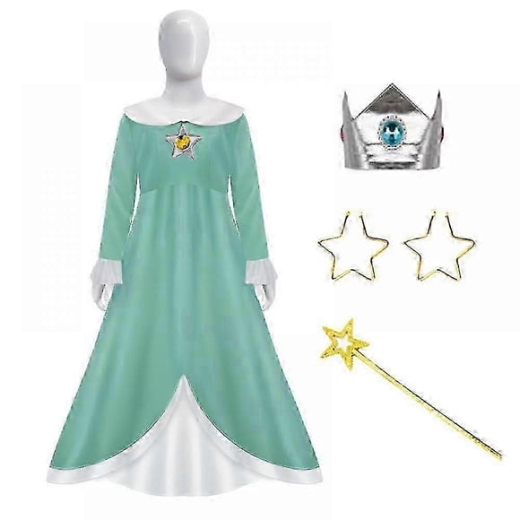 Princess Peach Costume,Peach Daisy Rosalina Dress Up for Girls Cosplay Outfit with Accessories
