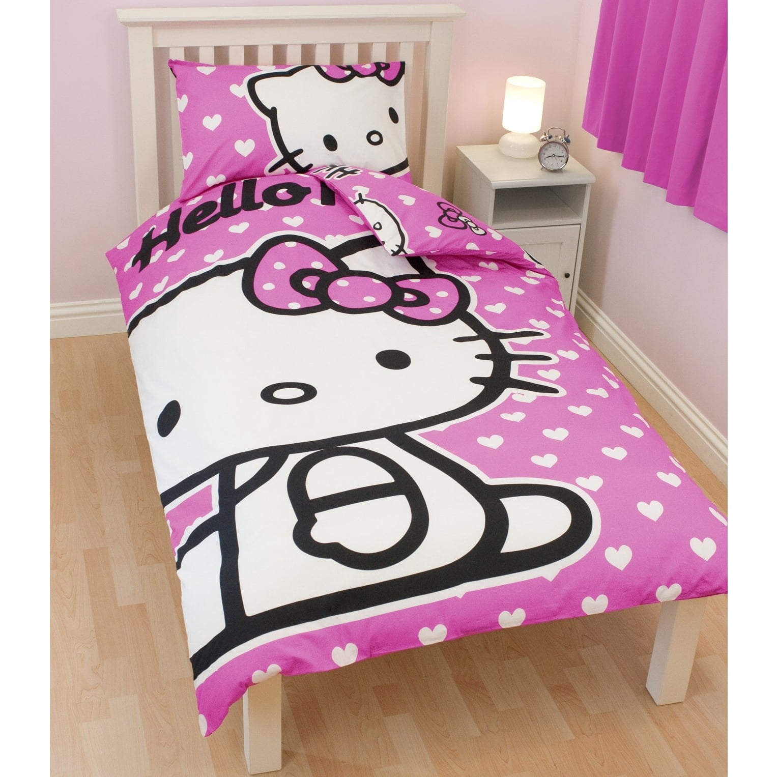 Boys/Girls Girls Hello Kitty Hearts Single Quilt/Duvet Cover Bedding