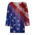 thumbnail image 4 of haizhen 4th of July Shirts Women 250th Anniversary USA 3/4 Length Sleeve Womens Tops Casual Henley V Neck Patriotic Tshirts Red White and Blue T Shirts Dark Blue, M, 4 of 5
