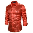 thumbnail image 2 of PuLe Men Long Sleeve Sequin Shirt Men's Shiny Lapel Collar Club Dance Slim Fit Colorful, 2 of 4