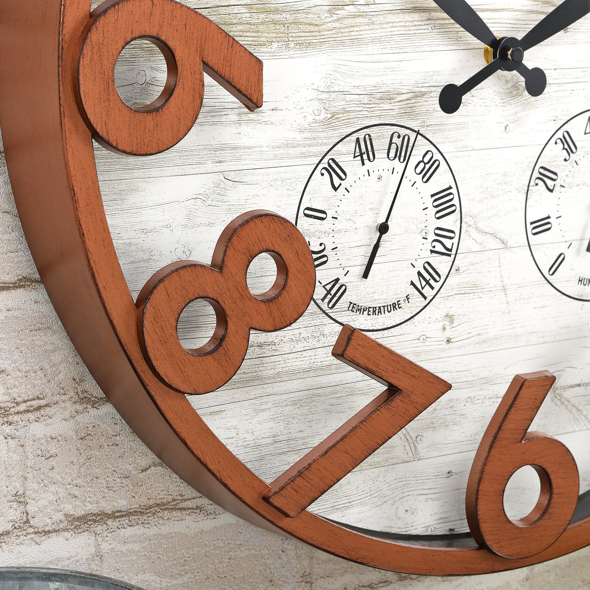 FirsTime & Co. Copper Shiplap Outdoor Wall Clock, Farmhouse, Analog, 18 x 2.5 x 18 in