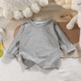 thumbnail image 2 of Tranfacy Middle Big Kids Boys Girls Fall Blouse and Shirt Pullover Casual Solid Long Sleeve Round‑Neck Layering Daily Outfit Tops for 0‑13 Years Old, 2 of 5
