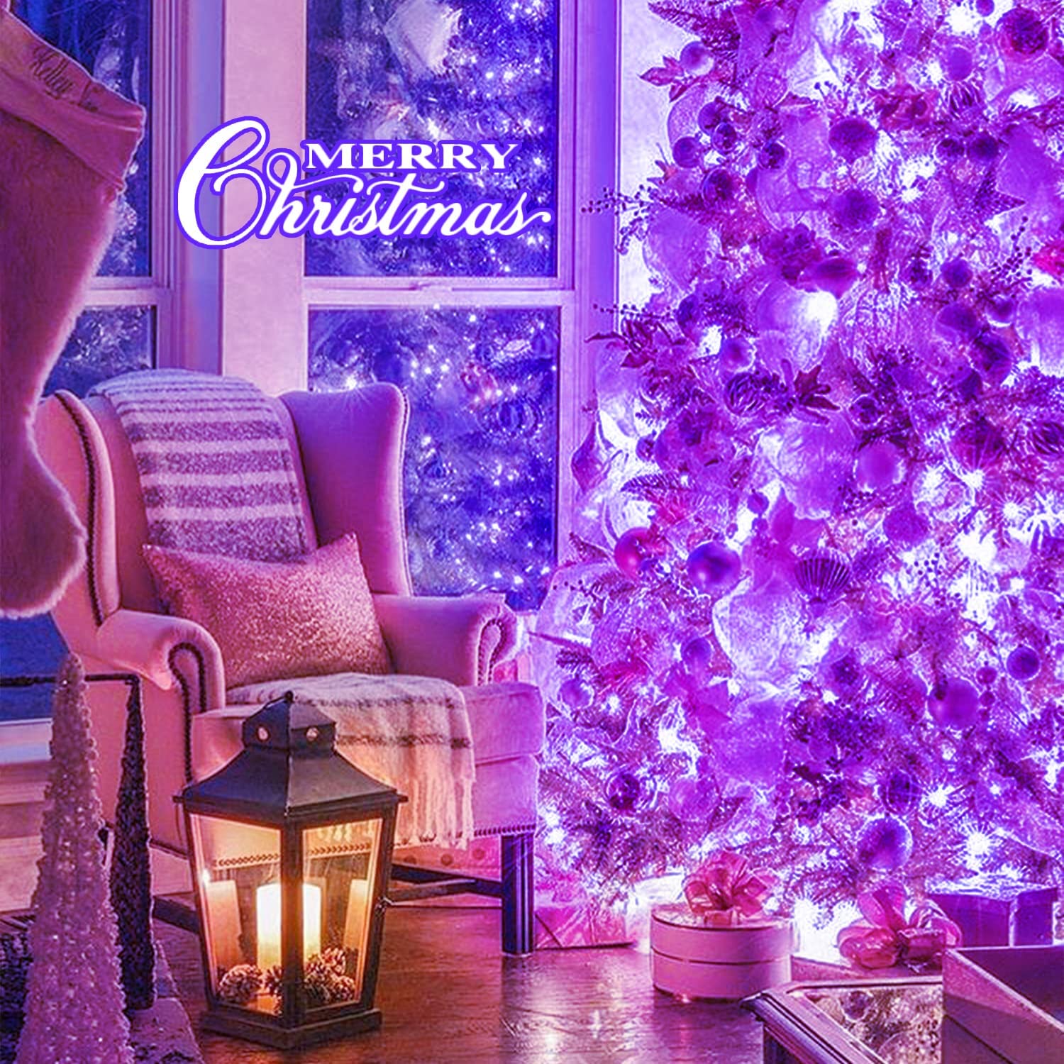 JMEXSUSS 100 LED Purple Christmas String Lights photo 4