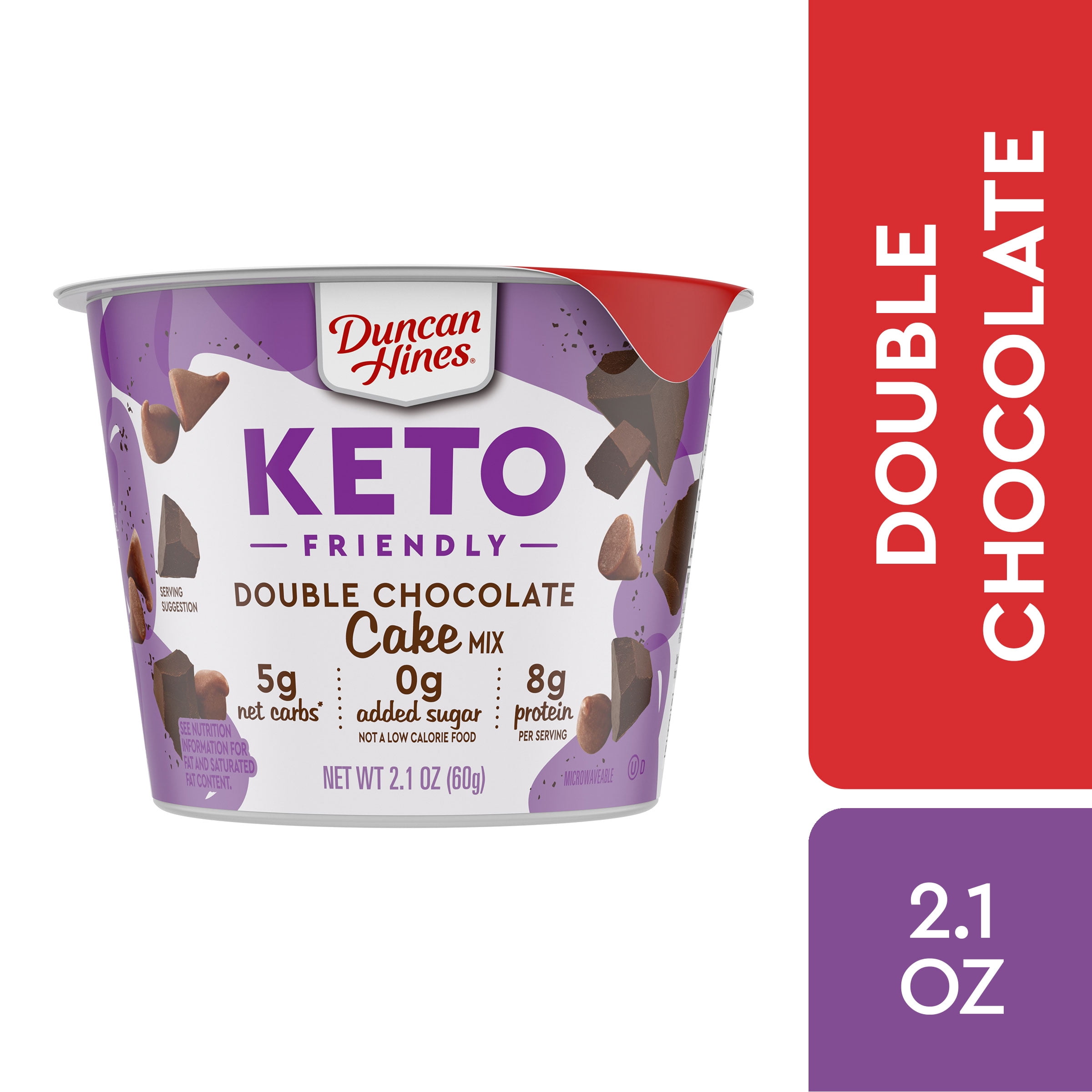 Duncan Hines Keto Friendly Cake Cup Double Chocolate Cake Mix, 2.1 oz