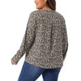 thumbnail image 4 of DARING DIVA Women's Plus Size Floral Long Sleeve Button Down Shirt 1X Black, 4 of 6