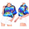 thumbnail image 4 of HAPPY BAY Hawaiian Shirts Womens Summer Beach Party Blouses Shirt T-Shirt Blouse Short Sleeve Tropical Vacation Dress Tee Shirts Tops for Women XXL Holiday Tribal, Blue, 4 of 6