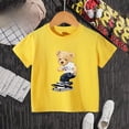 thumbnail image 3 of Camiseta de algodón 100 % con estampado de oso y patineta creativa de verano para niños y niñas, cómoda camiseta informal de manga corta para adolescentes, camiseta de algodón, 3 of 5