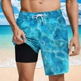 thumbnail image 2 of HAPIMO Summer Outdoor Swimsuit Shorts 9" Beach Shorts Men Swim Trunks with Compression Liner Hawaiian Bathing Mesh Lining Shorts Quick Dry Board Shorts Casual Outings Travel Shorts Sky Blue Small, 2 of 6
