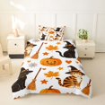 thumbnail image 2 of Homewish Cartoon Witch Cat Twin Duvet Cover for Kids, Orange Halloween Pumpkin Maple Leaf Twin Bedding, Halloween Reversible, 2-Piece, 1 Duvet Cover and 1 Pillowcase, 2 of 6