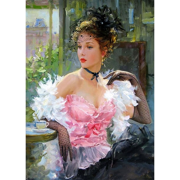 Diamond Painting (DB0734) 5D Oil Elegant Woman Square Kit (NH625) 50x70cm FLhrweasw Nuevo