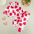 thumbnail image 6 of Afdoent Fashion Clothing Sets Girls Long Sleeve Pajama Heart Printed Loungewear Soft Sleepwear Two Piece Outfit For Toddler And Kids Comfortable Nightwear 3-4 Years, 6 of 8