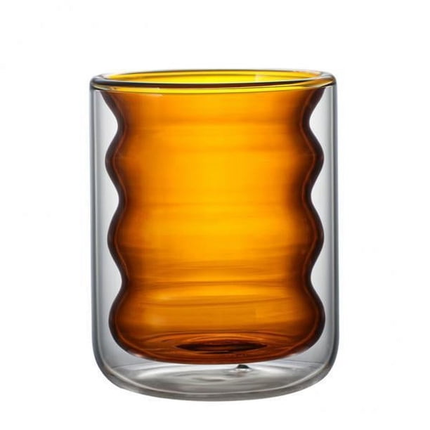 Taza de café,Taza de café de vidrio de borosilicato de doble pared,Taza de vidrio de doble pared resistente al calor,Taza de vidrio de 200 ml Taza de té y café Boca redonda,Taza de vidrio