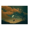 thumbnail image 2 of Fantasy Cutting Board, Flying Man with Balloons in Sky Starry Night Freedom Fun Theme Illustration, Decorative Tempered Glass Cutting and Serving Board, Large Size, Orange Ash Grey, by Ambesonne, 2 of 5