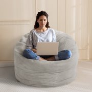 Giant Bean Bag Chairs Bean Bag Bed with Washable Cover Ultra Soft, Convertible Bean Bag from Chair to Mattress, Huge Cordoroys Bean Bags for Adult,Couples,Family,grey,full