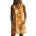 thumbnail image 6 of Levmjia Women's Summer Sleeveless V Neck Floral Print Mini Dress Casual Pocket Loose Fit A Line Swing Dress Beach Vacation Daily Wear, 6 of 7