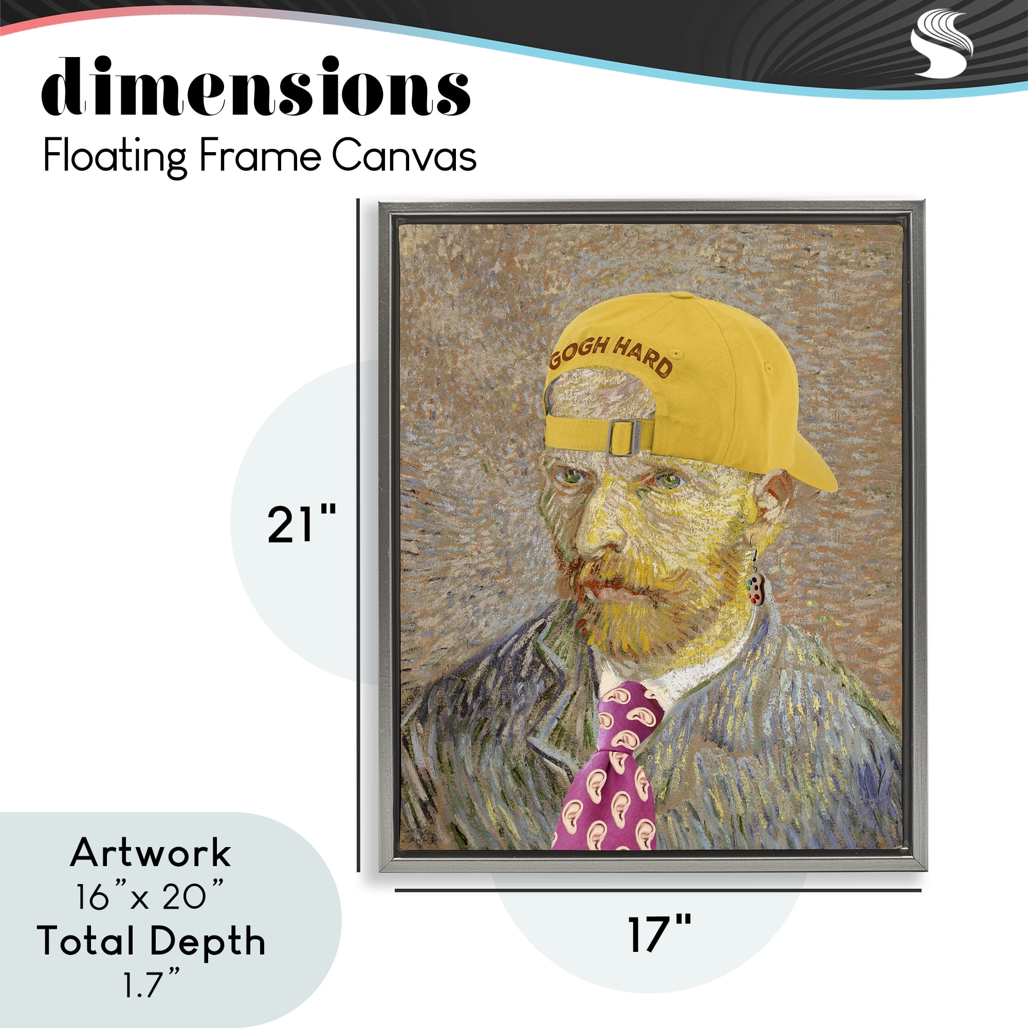 Van Gogh in Yellow hat Gray Framed Floater Canvas Wall Art, design by Masters Redux
