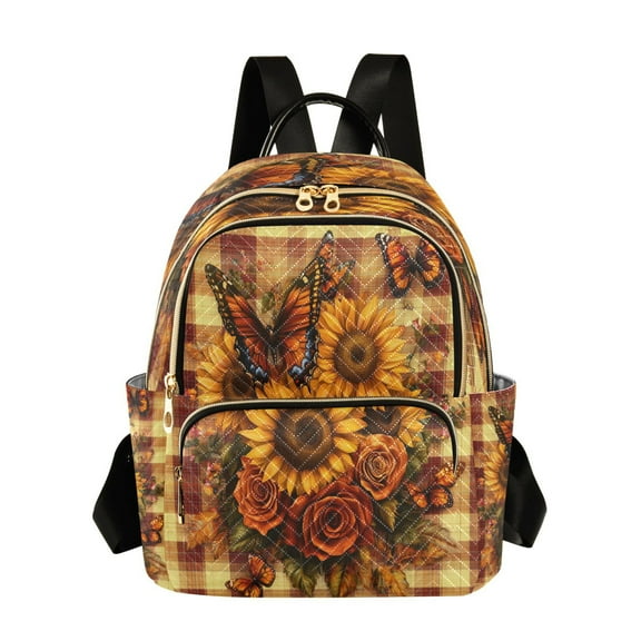 Casual Sunflowers Roses and Butterflies Backpack for School,College and Travel, Water Resistant Bookbag,