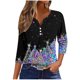 thumbnail image 2 of Fiudx Ofertas Flash Del Día Camiseta Holgada de Manga 3/4 con Cuello En V y Estampado Navideño Informal a La Moda para Mujer, 2 of 5