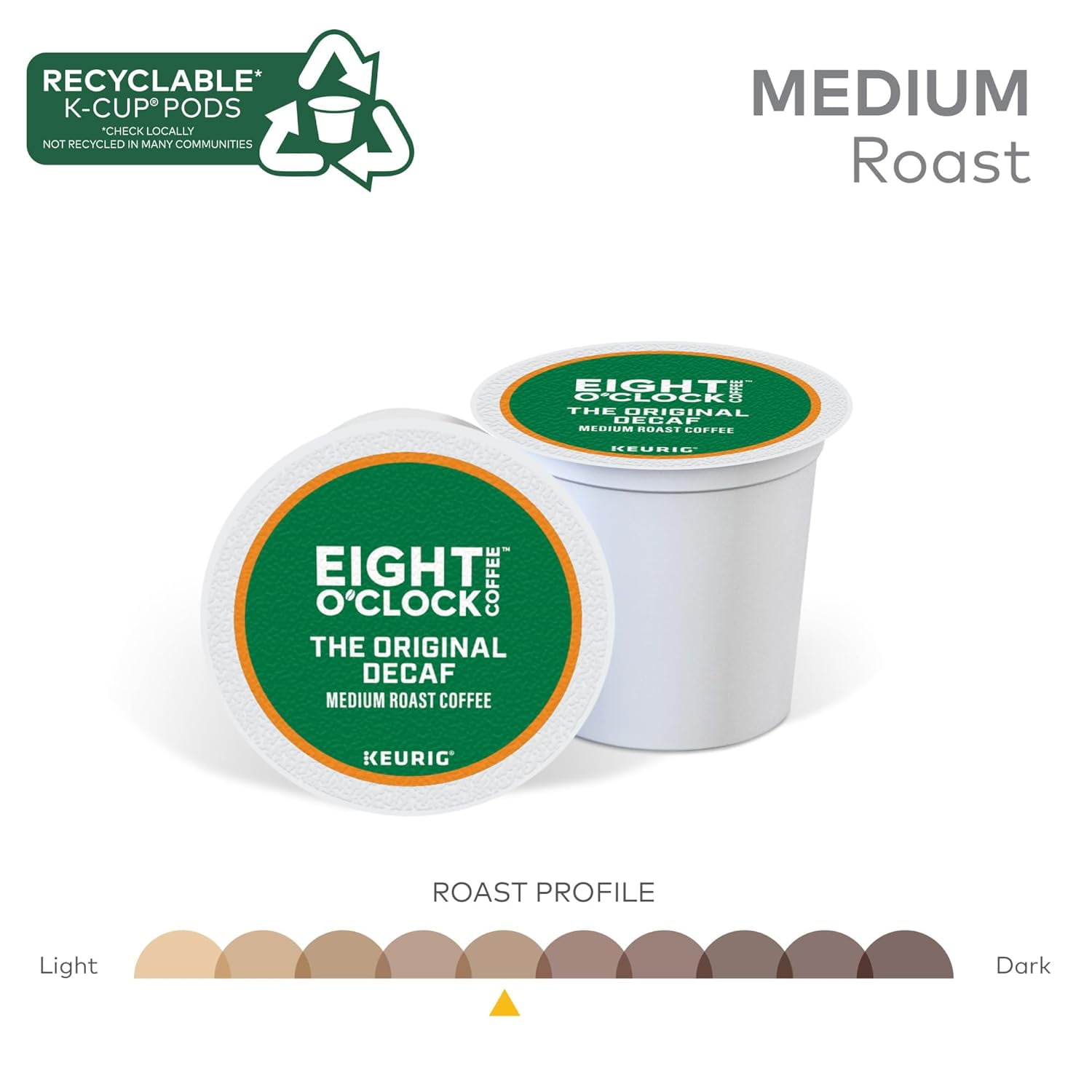 Eight O'Clock Coffee The Original Decaf, Single-Serve K-Cup Pods, Medium Roast, 96 Count