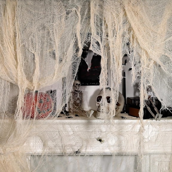315 x 78.7in Halloween Creepy Cloth Beige Spooky Fabric Large Halloween Decorations Gauze Cloth Spooky Giant Cheese Cloth for Halloween Party