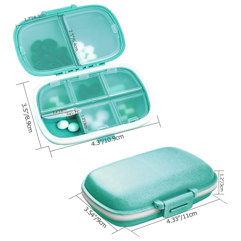 2PCS Travel Pill Box, Cute Pill Organizer, Small Pill Case, Portable  Medicine Organizer for Purse, with 10 Compartments for Different Medicines  Dark Red Blue Travel Pill Case