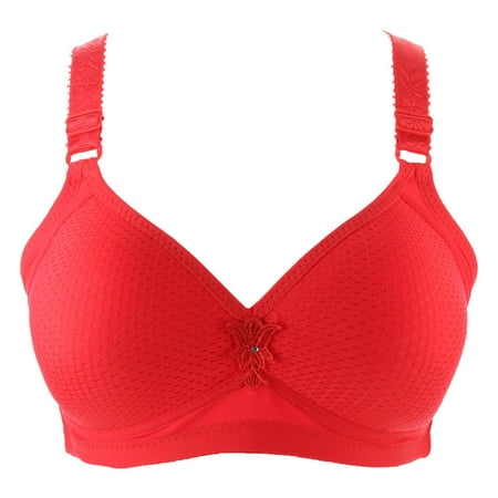 

Bigersell Sports Bras for Women Fashion Printed Bra Wire Free Underwear 1 Piece Bra Everyday Underwear Tall Size V Neck Cami Bra for Female Girls Style 14556 Red 40B
