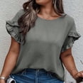 thumbnail image 4 of Tamaño Más Suelto Ajuste Camisetas para las Mujeres Primavera Color Sólido Casual de Manga Corta Cuello de la Tripulación Camiseta Superior, 4 of 5