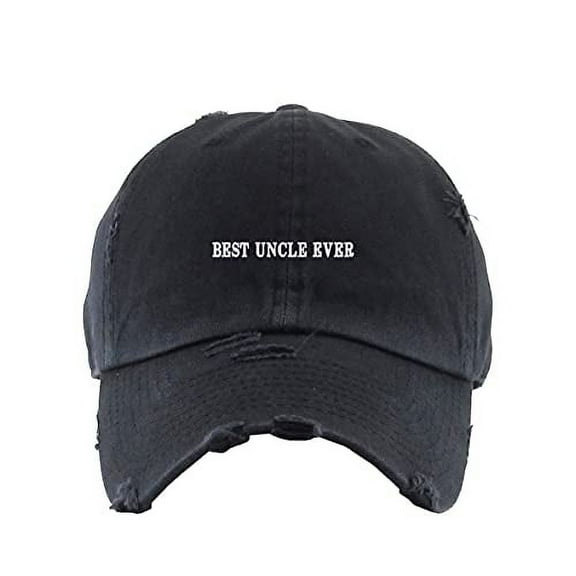 Best Uncle Ever Vintage Baseball Cap Embroidered Cotton Adjustable Distressed Dad Hat Brush Black