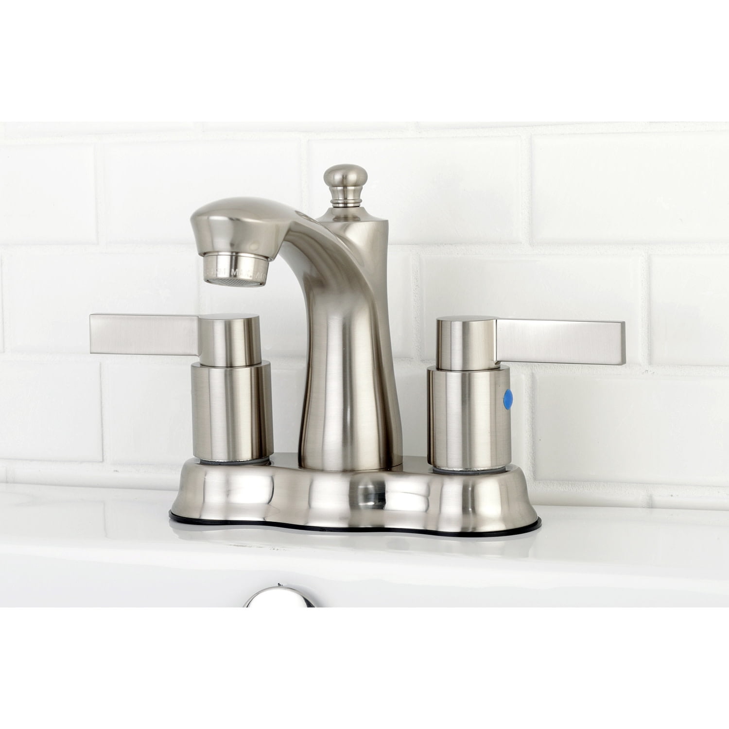 Kingston Brass FB7618NDL 4 in. Centerset Bathroom Faucet, Brushed Nickel