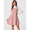 thumbnail image 4 of DARING DIVA Round Neck Sleeveless A-Line Pleated Faux Suede Overall Dress S Pink, 4 of 6
