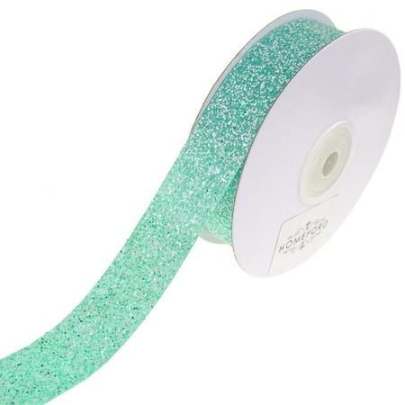 Gm Ribbon - Frosted Sparkling Glitter Ribbon, Tropical Blue, 7/8-Inch, 10-Yard