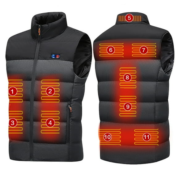 MoreChioce Electric Heated Vest with 11 Heating Panels Men Women Electric Heating Jacket USB Rechargeable Winter Thermal Warm Vest Body Warmer for Outdoor Fishing Hunting 2XL