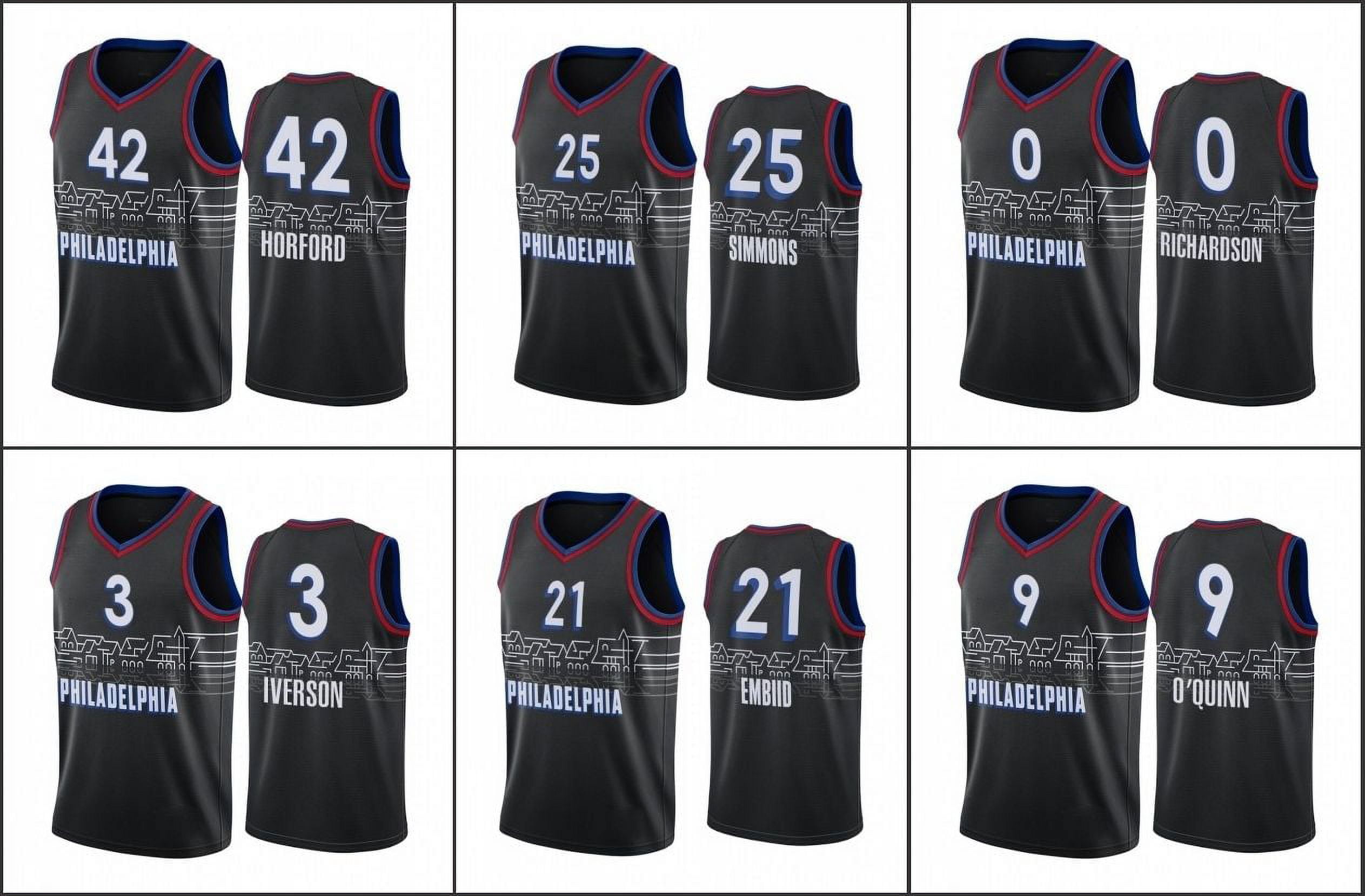 NBA_ Jersey Philadelphia 76ers''Men Kyle O'Quinn Joel Embiid Ben Simmons  Allen Iverson City Boathouse Row Jersey