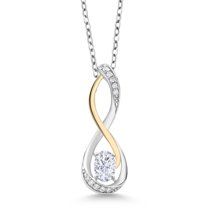 Gem Stone King 925 Silver and 10K Yellow Gold E-F Lab Grown Diamond Pendant with Chain Set with Moissanite (0.57 Cttw)