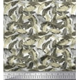 thumbnail image 1 of Soimoi White Moss Georgette Fabric Palm Leaves Print Fabric by the Yard 42 Inch Wide, 1 of 3