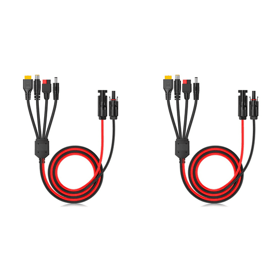 2X 4-in-1 Solar Panel Connector Extension Cable Splitter for Anderson DC Adapter Power Plug Female Conn