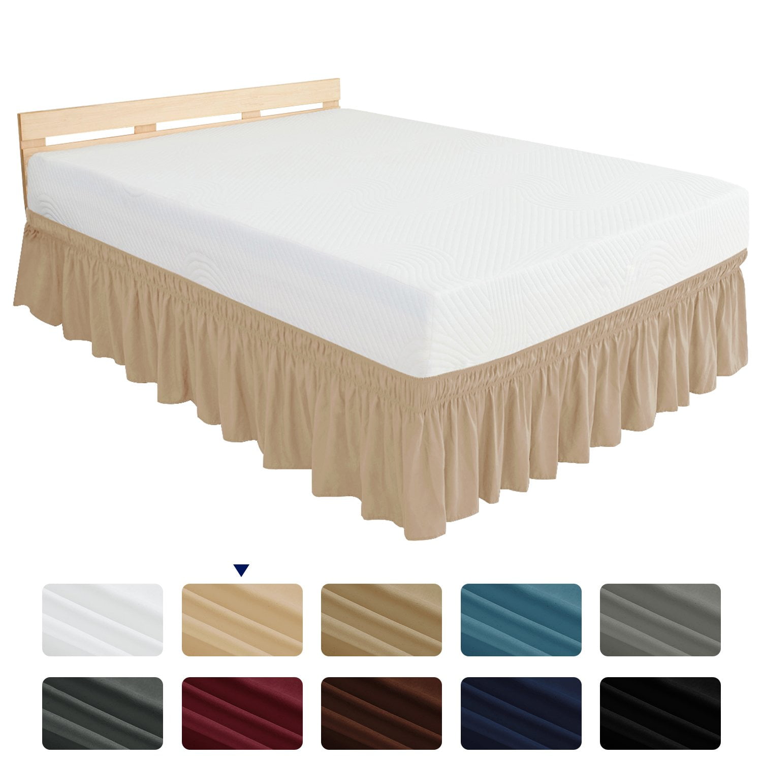 Nestl Bedding Pleated Bed Skirt Luxury Microfi Damask Dobby Stripe Bed Skirt 
