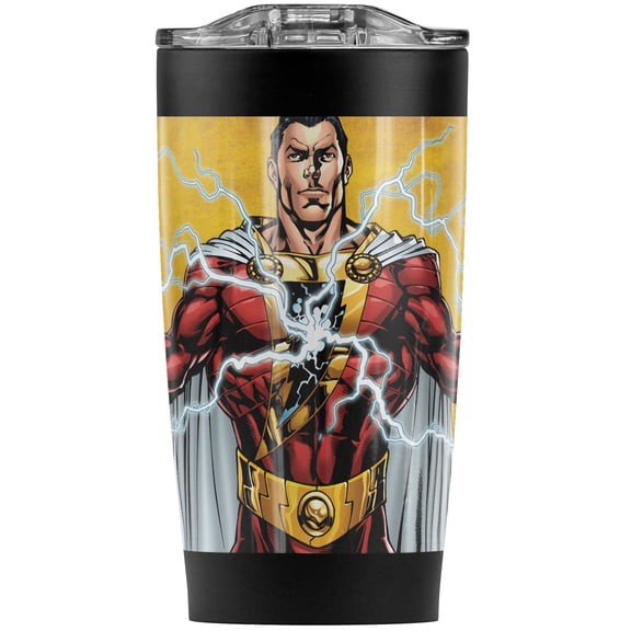 Justice League Shazam Character Stainless Steel 20 oz Travel Tumbler, Vacuum Insulated & Double Wall with Leakproof Sliding Lid | Great for Coffee/Hot Drinks and Cold Beverages
