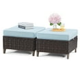 thumbnail image 3 of Meetleisure Set of 2 Patio Rattan Ottoman Footrest Garden Outdoor with Cushions, Sky Blue, 3 of 7