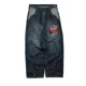 thumbnail image 3 of Pantalones vaqueros azules retro con estampado de rinoceronte y estilo hip hop para patineta, estilo Y2K, estilo Harajuku, tendencia de calle, exquisitos jeans casuales de pierna ancha góticos, 3 of 5