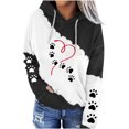 thumbnail image 3 of Jinhomg Fall Lightweight Comfy Sweatshirts for Women Cute Dog Paw Print Drawstring Hoodies Casual Comfy Long Sleeve Pullover Tops with Pocket Black M, 3 of 5